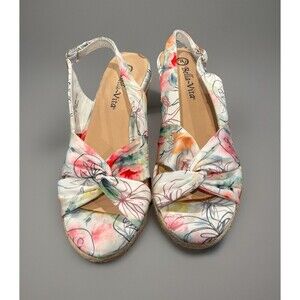 Bella Vita Kimora Espadrille Wedge Sandals Womens Floral Slingback Shoes Size 8